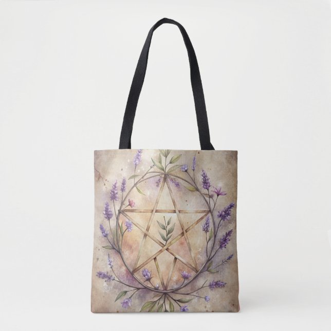 Tote Bag Lavande & Pentacle Fourre-tout - Jardins de sorciè (Devant)