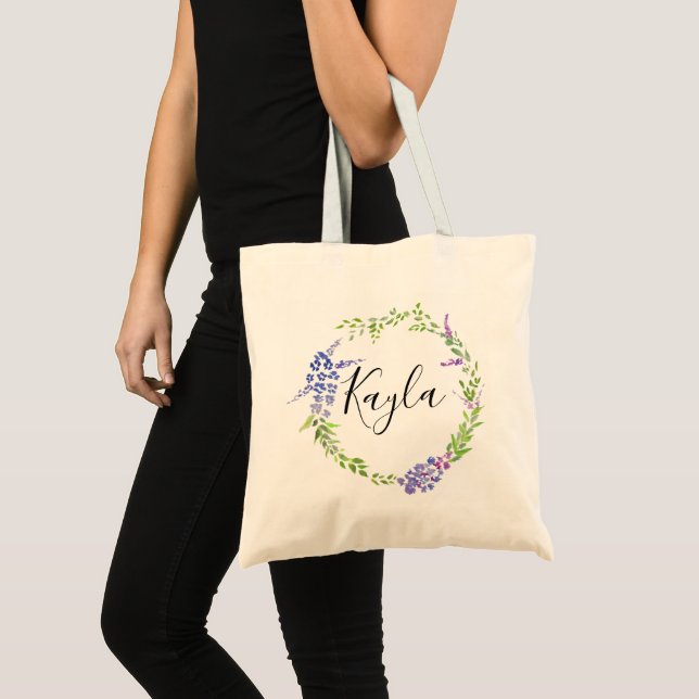 Tote Bag lavande wreath botanique personnalisée (Devant (produit))