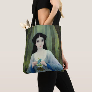 Tote Bag Lave-encre illustration de la belle femme à Woods