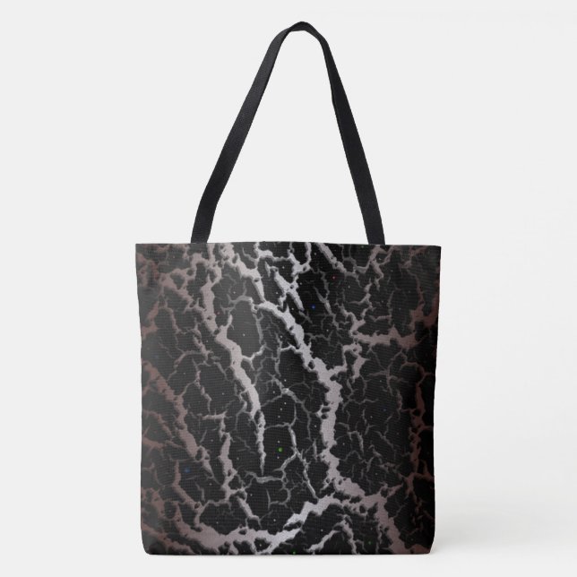 Tote Bag Lave spatiale fissurée - Blanc/Marron (Devant)