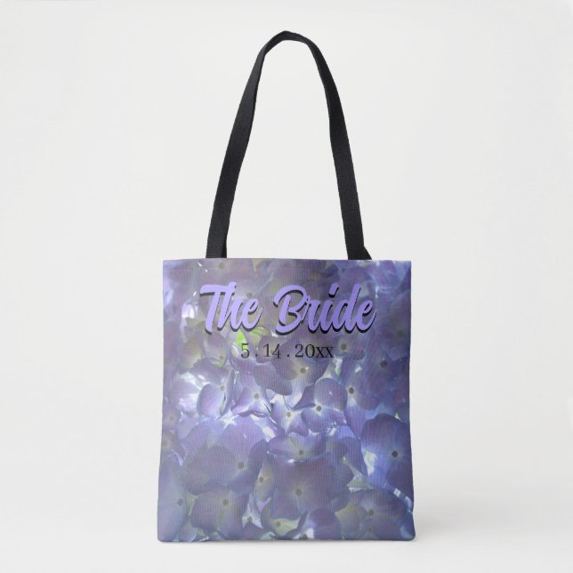 Tote Bag Lavender Hydrangeas violet floral, Mariée (Devant)