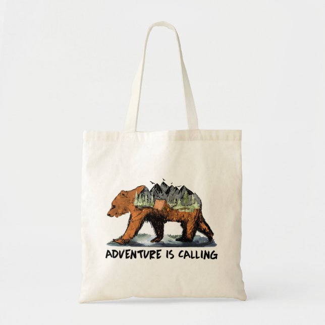 Tote Bag L'Aventure Appelle L'Ours De Camping (Devant)