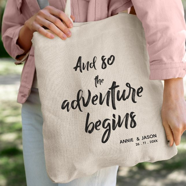 Tote Bag L'Aventure Commence Mariée Et Mariage Groom Faveur (Créateur téléchargé)