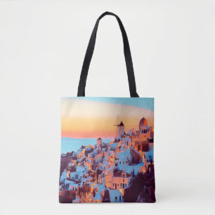 Tote Bag ldp SANTORINI - panorama - par nuit -