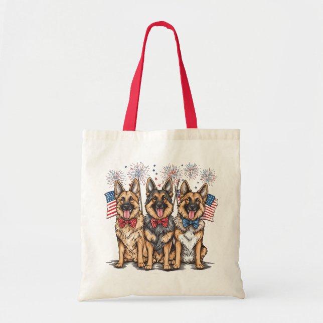 Tote Bag Le 4 Juillet Chiens De Berger Allemands (Devant)