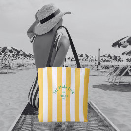 Tote Bag Le Beach Club Crest Yellow Cabana Stripe
