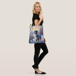 Tote Bag Le Berger Australien Laisser Neige Noël