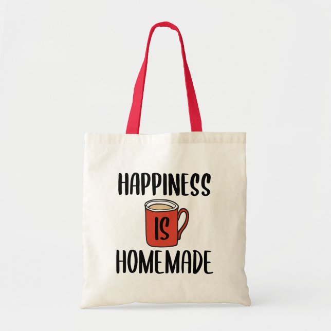 Tote Bag Le bonheur est fait maison // Citation inspirante (Devant)