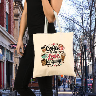 Tote Bag Le café drôle est mon langage de l'amour