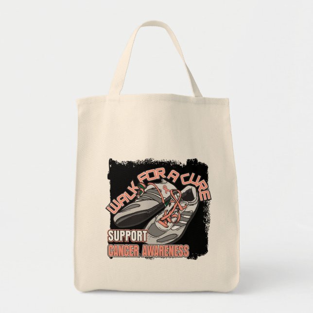 Tote Bag Le Cancer De L'Endomètre Marche Pour Une Chaussure (Devant)