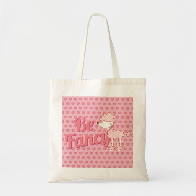 Tote Bag Le caniche et les coeurs roses soient fantaisie (Devant)