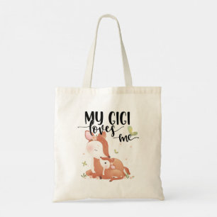 Tote Bag Le cerf de bois Doe et le bébé Fawn Mon Gigi m'aim