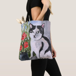 Tote Bag Le chat et les coquelicots