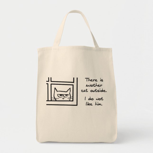 Tote Bag Le chat fâché voit un autre chat - chat drôle (Devant)