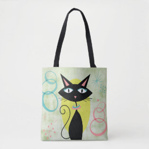 Tote Bag Le Chat noir atomique moderne du milieu du siècle 