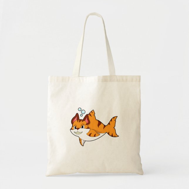 Tote Bag Le chat tigre comme requin dans l'eau.PNG (Devant)