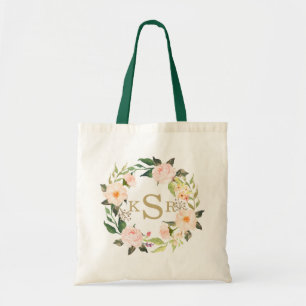 Tote Bag Le cru rougissent guirlande florale de roses roses