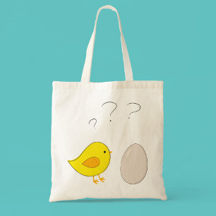 Tote Bag Le dessin animé de Pâques du poulet ou de l'oeuf C