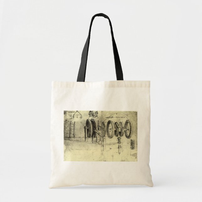 Tote Bag Le dessin d'ingénierie de Léonard de Vinci représe (Devant)