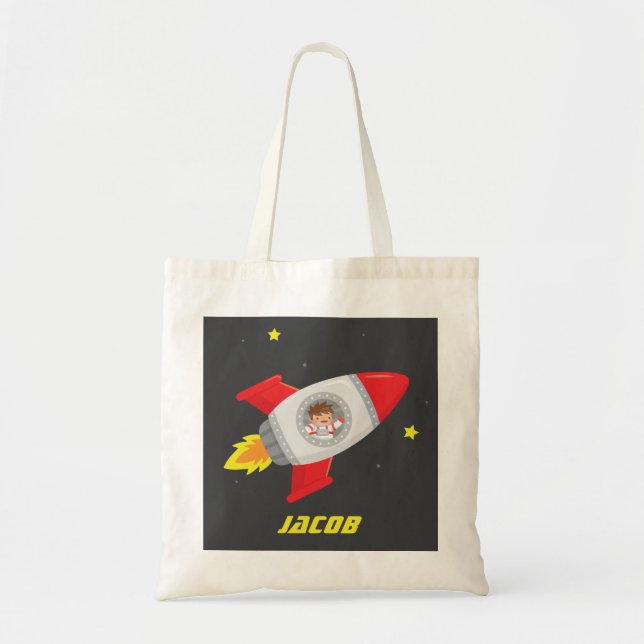 Tote Bag Le garçon Rocket d'aventure de l'espace badine (Devant)