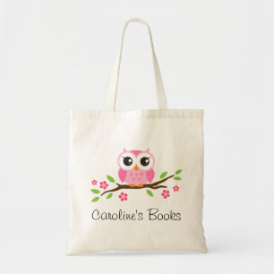 Tote Bag Le hibou rose mignon sur la branche a personnalis