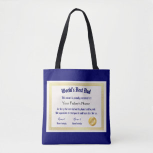 Tote Bag Le meilleur certificat papa du monde Funny moderne
