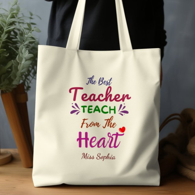 Tote Bag Le meilleur enseignant de l'enseignant du coeur (Créateur téléchargé)