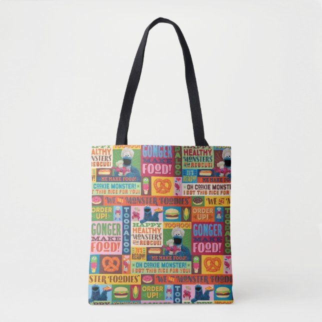 Tote Bag Le Motif de camion Foodie de Cookie Monster (Devant)