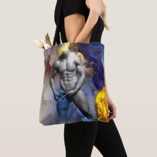 Tote Bag le physique d'homme musclé en nuances de gris de S