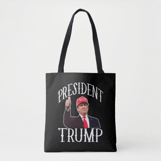 Tote Bag Le président Donald Trump, le Casquette rouge lève (Devant)