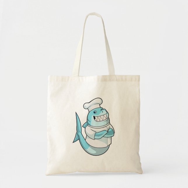 Tote Bag Le requin comme chef avec tablier de Cuisine (Devant)