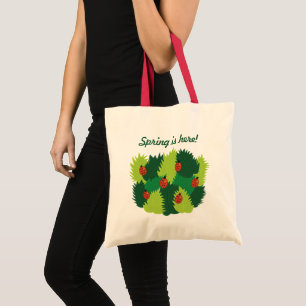 Tote Bag Le ressort est ici - des coccinelles de feuille de
