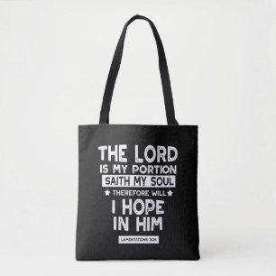 Tote Bag Le Seigneur est ma part Lamentations 3 24 Citation