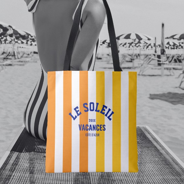 Tote Bag Le Soleil Vacances Côte d'Azur Cabana Stripe (Créateur téléchargé)
