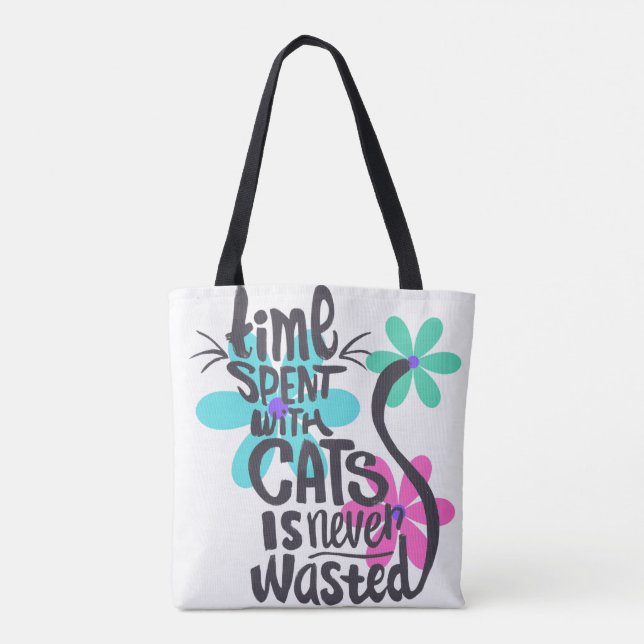 Tote Bag Le temps passé avec des chats n'est jamais perdu-S (Dos)
