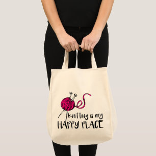Tote Bag Le tricot est mon endroit heureux