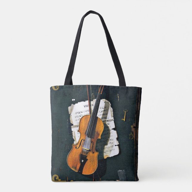 Tote Bag Le Vieux Violon, peinture d'art (Dos)