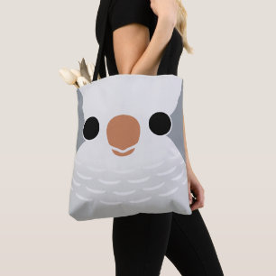 Tote Bag Le visage d'un perroquet moine gris