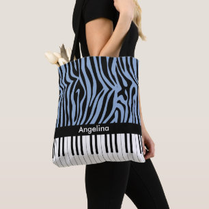 Tote Bag Le zèbre de bleu et de noir de ciel de clés de