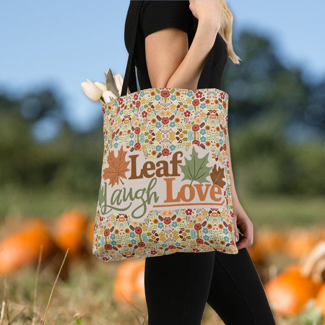 Tote Bag Leaf Laude Amour Aquarelle chute feuille Fourre-to (Leaf Laugh Love Watercolor falling leaves Tote)