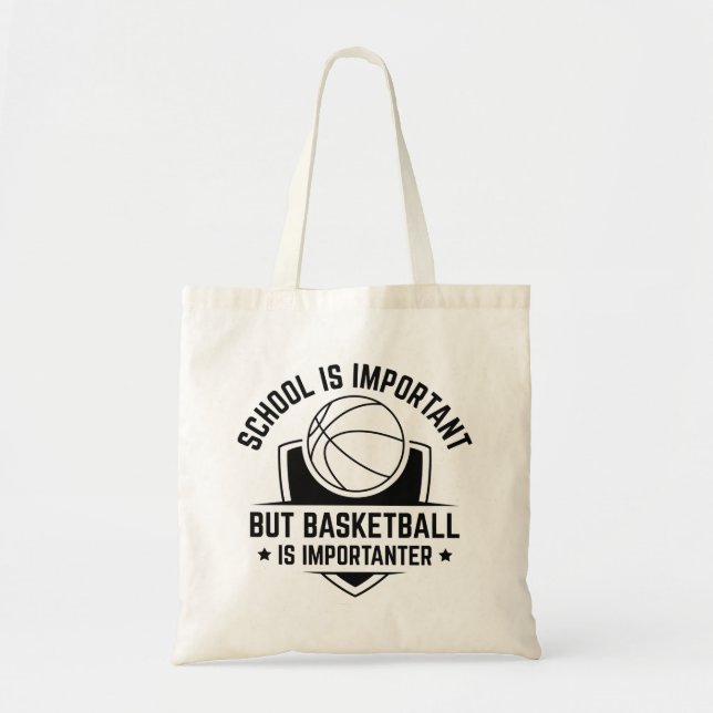 Tote Bag L'École Est Importante, Mais Le Basket Est Importa (Devant)