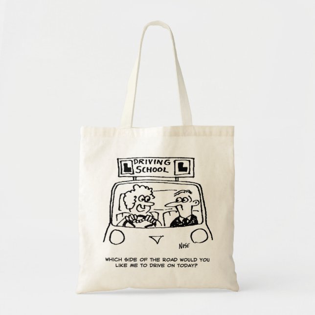 Tote Bag Leçon de conduite - Quel côté de la route? (Devant)
