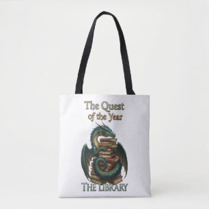 Tote Bag Lectrice de fantasy, bibliothécaire dragon La qu