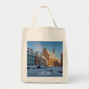 Tote Bag L'église Saint-Pierre en hiver à Riga, Lettonie