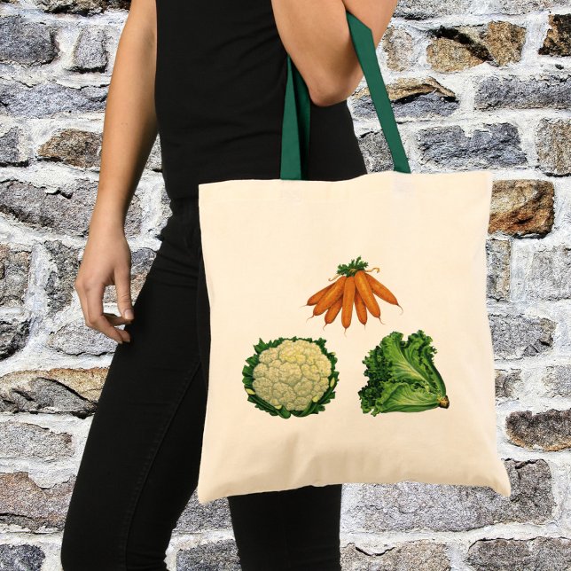 Tote Bag Légumes Anciens; Carottes, Chou-fleur, Laitue (Créateur téléchargé)