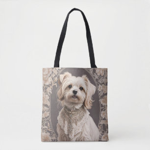 Tote Bag L'Élégant Chien Maltais William Morris Inspiré