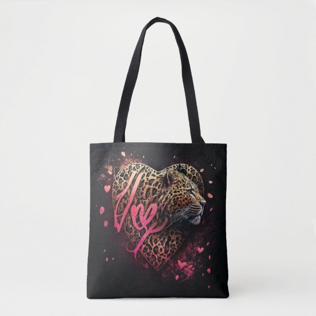 Tote Bag Leopard Heart Love Graffiti Art                    (Devant)