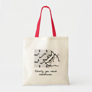 Tote Bag Les aides de chat avec les mots croisé - chat
