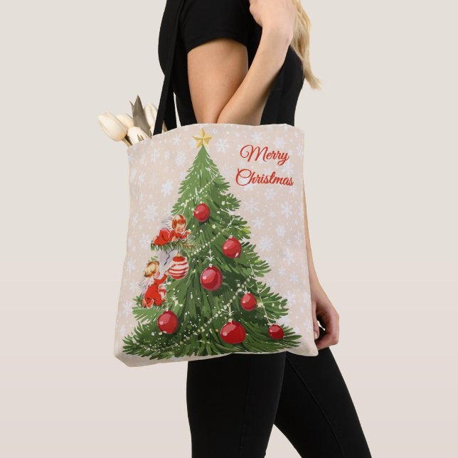 Tote Bag Les anges décorant l'arbre de Noël (De près)