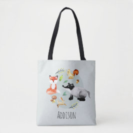 Tote Bag Les animaux de la forêt des bois de Cute Fox et Na